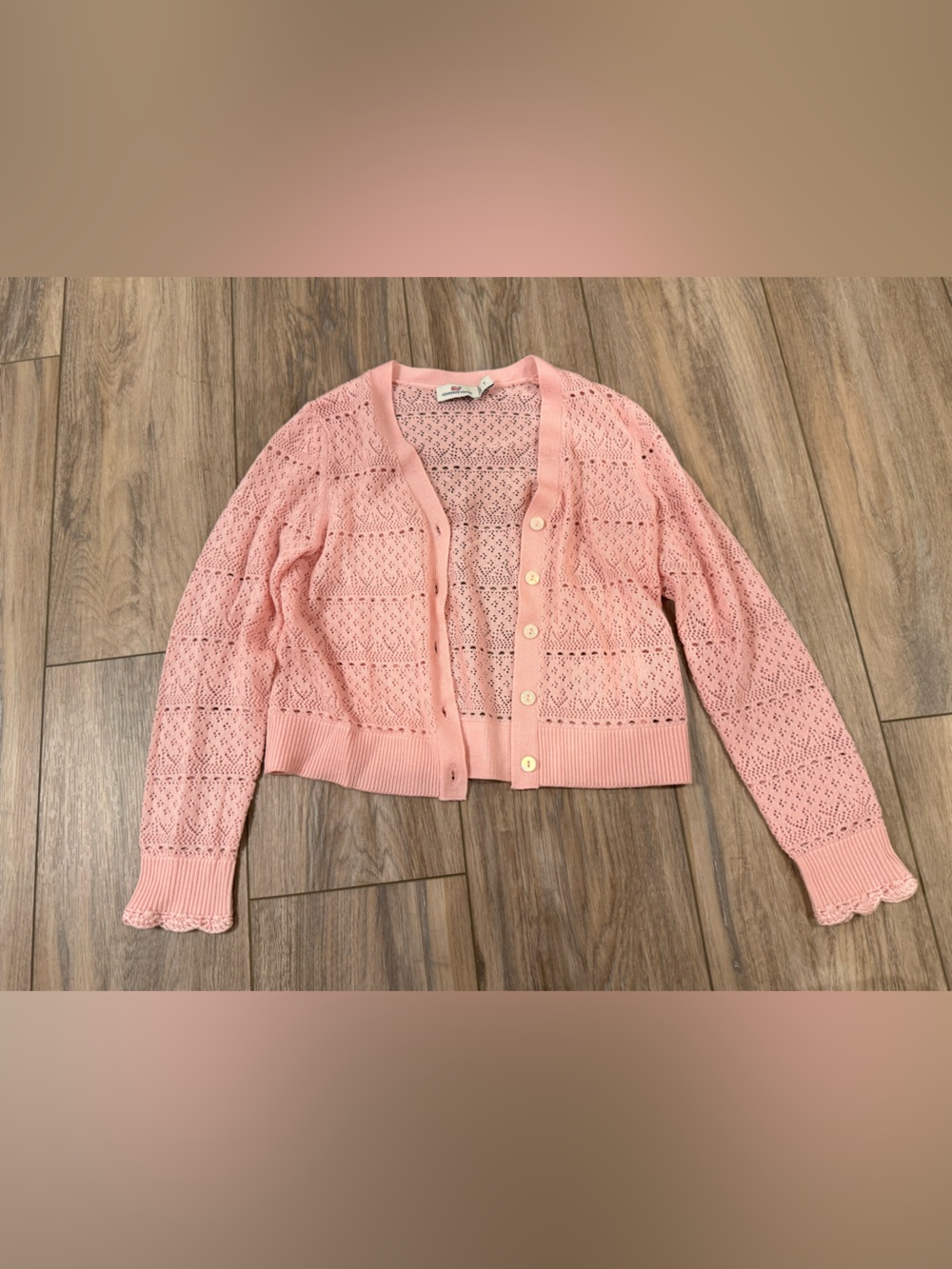 Vineyard Vines Pink Openwork Knit Cardigan - Kids